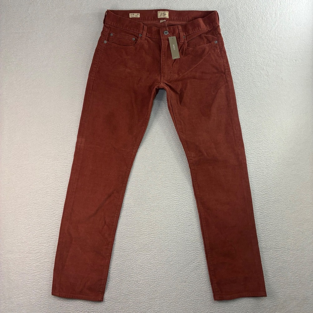 J Crew 484 Slim Corduroy Pants Men 30x30 Brown Preppy Cotton Chino Trousers NWT